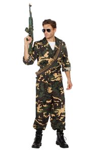 Soldat Kostüm Soldat Militär Uniform Army Camouflage Armee Tarnanzug Karneval 54