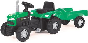 BUDDY TOYS BPT 1013 Šlapací traktor s odpojitelným vozíkem, pohon obou zadních kol, polohovatelné sedátko, klakson, nosnost 35 kg, zelená