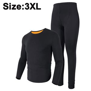 Thermo-Unterwäsche-Set für Männer und Frauen XL-XXXL warme atmungsaktive Winterunterwäsche,Black,3XL