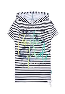 Soccx Pullover Ärmelloser Streifen-Hoodie mit Artwork, überschnittenen Schultern und Glitter-Puff-Print in Oversize