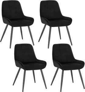 4er-Set Esszimmerstühle Polsterstuhl Samt Akzentstuhl mit Rückenlehne Farbe: schwarz