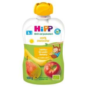 Hipp Bio Fruchtmousse nach 6 Monaten Äpfel-Birnen-Bananen 100 G
