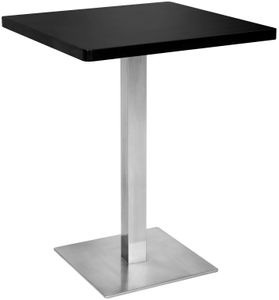 SixBros. Bartisch Bistrotisch Tisch Schwarz Eckig Edelstahlfuß 60x60x75 - M-BT60/1854