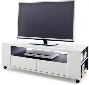Wohnzimmer: TV-Lowboard "Chelsea" matt weiß und anthrazit (119 x 46 cm)