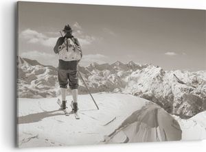 Bild auf Leinwand - Leinwandbild - Einteilig - Skifahrer Bayern Sepia - 100x70cm - Wand Bild - Wanddeko - Wandbilder - Leinwanddruck - Bilder - Wanddekoration - Leinwand bilder - AA100x70-4192