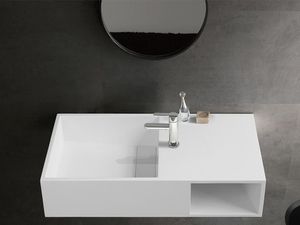 Waschtischplatte mit Ablage - 80 x 40 x 20 cm - Weiß - GOYOKO
