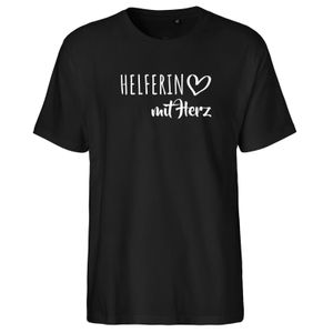 Huuraa Herren T-Shirt Helferin mit Herz Bio Baumwolle Fairtrade Oberteil Größe L Black mit Motiv für die tollsten Menschen