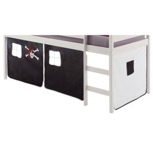 Vorhang Gardine Bettvorhang CLASSIC zu Hochbett Rutschbett Spielbett in schwarz/weiss PIRAT