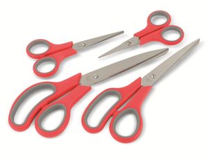 Deuba 4 TLG. Scheren Set Edelstahl Soft-Grip Schneiderschere (25cm) Haushaltsschere (21cm) Stoffschere (14cm) Bastelschere (12cm) Küchenschere