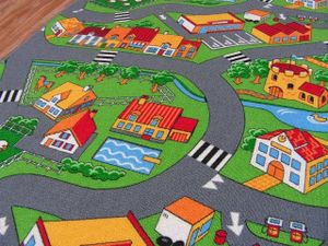 Dětský koberec LITTLE VILLAGE Ulice Vícebarevný 200x200 cm