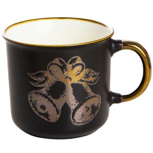 Świąteczny kubek porcelanowy Prezent świąteczny 400 ml Czarno-złote dzwonki