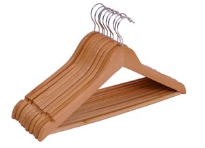 Holz Kleiderbügel natur - 10 Stück - Hosenbügel Anzugbügel Bügel Holzbügel