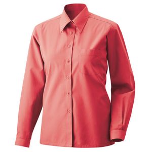 Damen-Bluse, langarm, Kentkragen, tailliert, rot, Größe 40 : 40 : rot : 60% Baumwolle 40% Polyester 120 g/m²