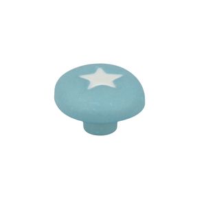Möbelknopf Schrankknopf Schubladenknopf Blauer Pilz mit weißem Stern