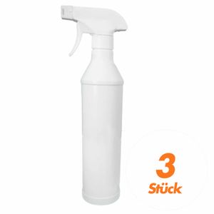 Sprühflasche leer mit Sprühkopf 500ml ohne Beschriftung in der Farbe weiß -perfekt zum Auftragen des Reinigers an der gewünschten Stelle - VPE 3 Stück