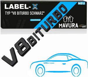 LABEL-X V8 Biturbo Schriftzug 3D Emblem Schwarz G63 S63 SL63 CL63 C63 CLS63 AMG