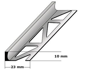 Fliesenprofil "Renesse" Fliesenabschlussprofil / Trennschiene für Fliesenabschlüsse, Höhe: 2 - 30 mm, Breite: 23 mm, aus Aluminium-aluminiumfarbend-10 mm