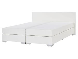 BELIANI Kontinentálna posteľ biela z umelej kože 160 x 200 cm s vreckovým pružinovým matracom