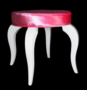 Casa Padrino Barock Sitzhocker Rosa / Weiß - Designer Rundhocker - Luxus Qualität