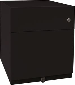 BISLEY Note Rollcontainer mit 2 Schüben aus Metall abschließbar in schwarz - Bürocontainer mit Universalschublade & Hängeregistratur, Container mit
