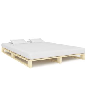 Massivholzbett Duo Holzbett Palettenbett Bett aus Paletten Massivholz Kiefer 200×200 cm|5000