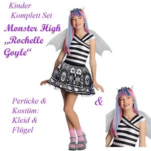 Monster High Rochelle Goyle Kostüm & Perücke Kinder # Gr.  L / 140-146 (8-10Jahre)