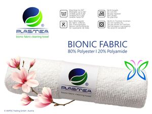 PLASMEA® Reinigungs-Tuch I Plasmatuch mit patentierter Bionikfaser zur hygienischen, kratzfreien und keimfreien Reinigung nur mit Wasser (1 Tuch)