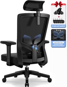 Bürostuhl Ergonomisch, Schreibtischstuhl mit Verstellbarer Kopfstütze, Armlehnen, Lendenwirbelstütze, Chefsessel, Drehstuhl, Bürostuhl 150kg Bürostuhl Ergonomisch, Schreibtischstuhl mit Verstellbarer Kopfstütze, Armlehnen, Lendenwirbelstütze, Chefsessel, Drehstuhl, Bürostuhl 150kg