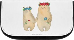Mr. & Mrs. Panda Kosmetiktasche Bären mit Blumenkranz - Weiß - Geschenk, Schminktasche, Vatertag, Kulturbeutel, beste Freundin, Oma, Make Up Tasche, Töchter, Vorbild