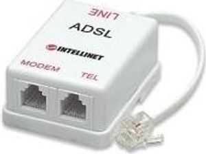 Rozgałęźnik modemu INTELLINET ADSL Jeden RJ11 dla linii telefonicznej, dwa RJ11 dla modemu i telefonu (201124)