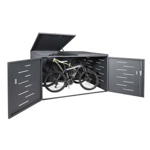 2er-Fahrradgarage HWC-H80, Fahrradbox Geräteschuppen, abschließbar  ohne Pflanzkasten 118x200x150cm anthrazit
