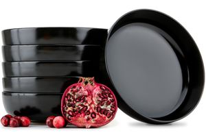 Konsimo Hlboký tanier VICTO 6 ks. Jedálenský riad, dezertný tanier, čierny, keramika, Loft, 18,5 cm