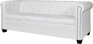 3-miestna pohovka Chesterfield, umelá koža, biela 3-miestna pohovka Chesterfield, umelá koža, biela