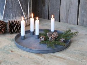 Chic Antique ZINK advent tray Kerzenteller mit magnethalterung für 4 Kerzen I Stabkerzen shabby Ornamentmuster