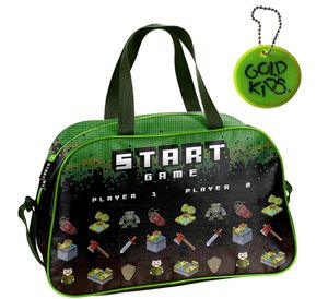 Game Pixel Handtasche Minecraft Sporttasche Trainingstasche Schultertasche Tasche Reisetasche Sport Bag inkl. leuchtender Anhänger