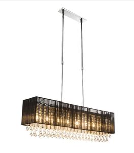 Globo Lighting Hängeleuchte Metall verchromt, Seide schwarz, Glaskristalle klar, Kabel PVC Grau, Höhenverstellbar, LxBxH: 900x180x1200mm, inkl. 8x G9 LED 3W 230V, 280lm Source, 423lm Output, 3000K, inkl. LED Leuchtmittel 10676