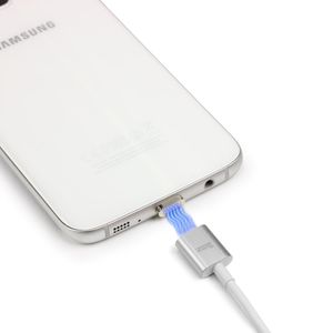 Urcover® Tech Magnetisches USB Ladekabel Micro USB Snap Silber [ FAST CHARGING ] mit LED Statusanzeige für Android Smartphones und Tablets