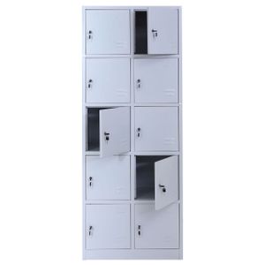 Schließfachschrank HWC-L58, Aktenschrank Büroschrank Mehrzweckschrank, abschließbar Metall 185x70x40cm  grau