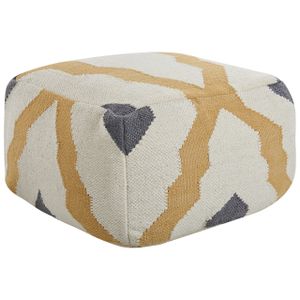 BELIANI Pouffe Beige / Gelb / Grau aus Wolle mit EPS Füllung Quadratisch 56 x 56 cm Wohnzimmer Flur Schlafzimmer Boho-Stil