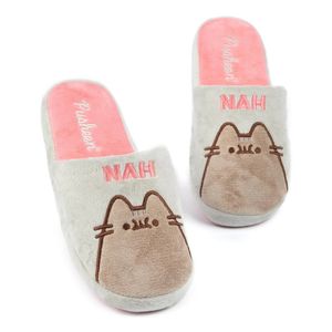 Pusheen - Dámské pantofle "Nah" NS6886 (38 EU - 39,5 EU) (Grey/Pink/Brown)