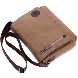 Nová pánská taška přes rameno Plátěná taška Messenger Bag Office Studie Cestovní taška přes rameno, hnědá