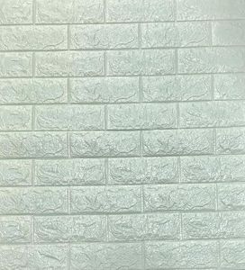 3D Tapete Wandpaneele Selbstklebend Ziegelstein Wasserdicht Wandaufkleber Tapete Wandpaneele selbstklebend Moderne Wandverkleidung in Steinoptik schnelle & leichte Montage Weißgrün 5 Stück
