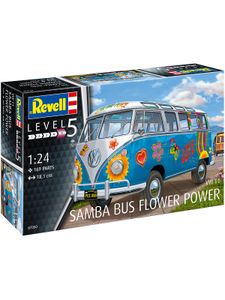 VW T1 Bulli Samba Bus Flower Power, Revell Modellbausatz im Maßstab 1:24, 169 Teile, 18,1 cm
