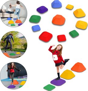XMTECH 11 Stück Balanciersteine für Kinder zur Förderung von Balance, Motorik & Koordination,Rutschfeste Balanciersteine für Innen- und Außenbereiche,Flusssteine für Schulen, Kitas & Therapiezentren