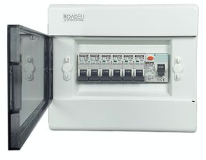 RoadEu - Leitungsschutzschalter, Stromverteiler mit Fehlerstromschutzschalter 40A 2P typ A/AC und LS 4x C16A, 2x C10A. Sicherungskasten 230V