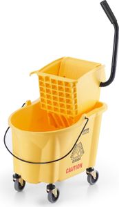 Vedro na mop so žmýkačkou, 26 QT Komerčné vedro na mop s bočným lisom, kombinácia vedra na mop a žmýkačky na kolieskach, profesionálne/priemyselné/komerčné čistenie podláh, žlté
