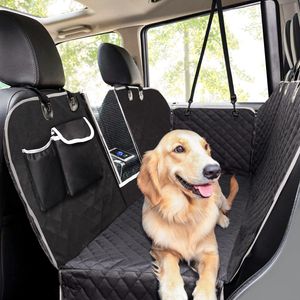 Pecute Auto Hundedecke Gepolstert für den Rücksitz & Kofferraum mit Mesh Fenster mit Seitenschutz, Autoschondecke für Hunde,Hunde Autositz 146x136cm Schwarz