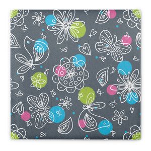 Sovie HOME Serviette Petra in Grau aus Linclass® Airlaid in Grau 40 x 40 cm, 12 Stück - Floral Schmetterlinge Frühling
