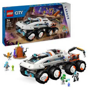 LEGO City Kommando-Rover mit Ladekran, Weltraum-Spielzeug-Auto mit Kran und Minifiguren, darunter Astronaut, Roboter und Alien-Actionfiguren, Geschenk für Kinder ab 7 Jahren, mit Planetenkulisse 60432