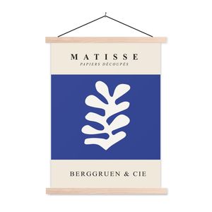 MuchoWow® Textilposter Blau - Formen - Abstrakt - Henri Matisse 40x53 cm mit holzfarbenen Rahmen - Schlafzimmer